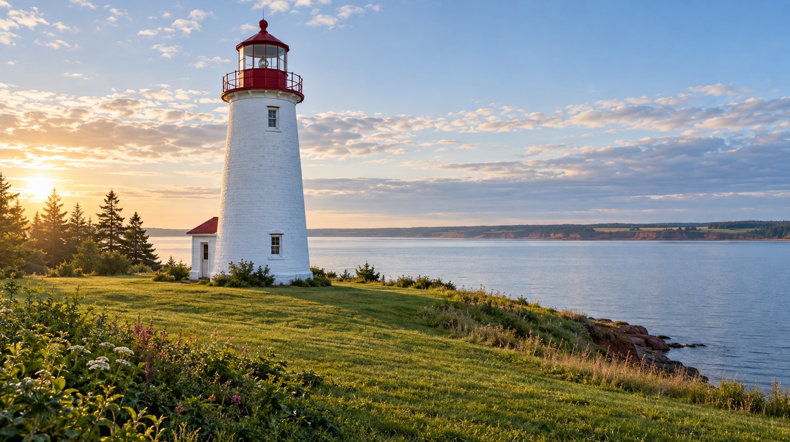 Point Prim Lighthouse, a round brick tower on Prince Edward Island
