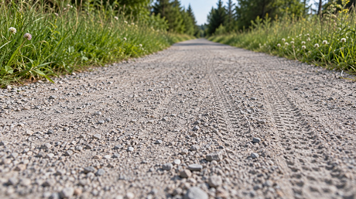 Close view of the Confederation Trail's crushed stone dust surface, Prince Edward Island